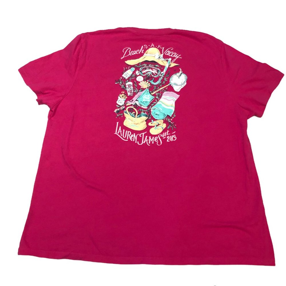 Lauren James Women's XXL Short Sleeve Crew Neck Graphic T-Shirt w/ Front Pocket